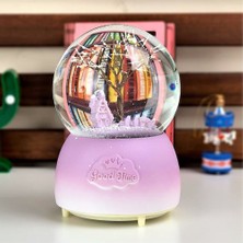 Keyfim Shop Mor Ağaç Büyük Boy Müzikli Işıklı Püskürmeli Kar Küresi