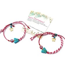 Funny Takı Iki Adet Kırmızı Nazar Boncuklu Kelebekli Asimetrik Marteniçka Bileklik