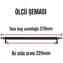Glaswen 12 Adet Erciyes Kulp Siyah 224 mm Kulp Mobilya Mutfak Dolabı Çekmece Dolap Kapak Kulpu Kulbu Metal Kulpları