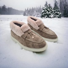 Ayak Kabım Hakiki Deri Içi Hakiki Kürk Bej Kadın Günlük Bot Beden 36 Renk Bej