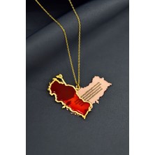Sinsirella 925 Ayar Gümüş Gold-Rose Kaplama Rüya Serisi Cam Boyalı Istiklal Marşı, Türkiye Haritası Kolye
