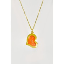 Sinsirella 925 Ayar Gümüş Gold-Rose Kaplama Rüya Serisi Cam Boyalı Isimli Kalp Kolye