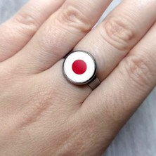 Market66 Japonya Bayrağı Yüzüğü Japan Bayrak 316L Çelik Yuvarlak Ayarlanabilir Yüzük