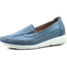 Beety 21BY53.65 Hakiki Deri Mavi Ortopedik Kadın Anne Ayakkabı