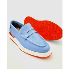 Ayakkabım Official Hakiki Deri Mavi Kadın Günlük Ayakkabı Makosen Loafer Beden 37 Renk Mavi