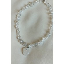 Bade Accessories Kristal Kuvars Kalp  Kırıktaş Doğaltaş Kolye