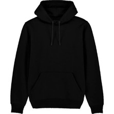 Paras Ticaret Unisex Siyah Şardonlu Kapüşonlu Kanguru Cepli Sweatshirt (Beden Tablosuna Bakınız)