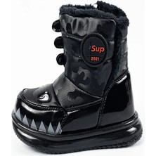 Aktaş Ayakkabı Çocuk Kız Parlak Siyah Su Geçirmez Içi Yünlü Fermuarlı Bot