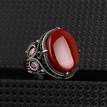 Takı925 Oval Model Akik Taşlı 925 Ayar Gümüş Yüzük