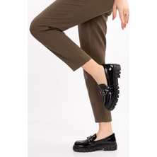 Dağlı Shoes Hakiki Deri Siyah Rugan Tokalı Loafer
