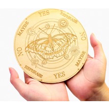 Market66 Ahşap Kelebek Resimli Kehanet Tahtası Spritüal Harf Tahmin Levhası Astrology Ay Güneş 20CM