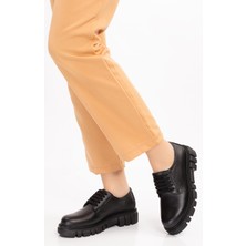 Dağlı Shoes Kadın Siyah Hakiki Deri Bağcıklı Günlük Ayakkabı