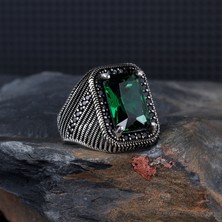 Takı925 Zirkon Taşlı Yeşil Renk 925 Ayar Gümüş Yüzük