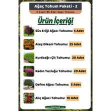 3A Botanik Ağaç Tohum Paketi-2, (Süs Eriği, Ateş Dikeni, Kurtbağrı, Kadın Tuzluğu, Defne, Alıç) Ağaç Tohumları