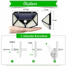 Adm Store 2 Adet Güneş Enerjili Bahçe Aydınlatması Sokak Dış Ortam Solar LED Lamba Su Geçirmez Sensörlü 100 Ledli