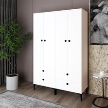 Kalender Dekor Silvia-11 Gardırop, 4 Kapaklı, 4 Çekmeceli SLV01