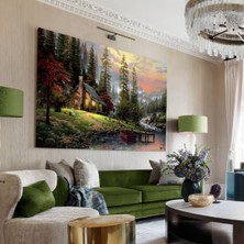 Tekno Trust Manzara Tablosu (Nehir Kenarındaki Ev Manzarası) Kanvas Tablo