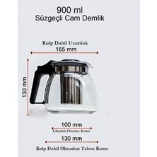 Zorlu Home 900 ml Çelik Süzgeçli Cam Demlik Çay Kahve Bitki Çayı Demliği