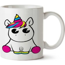 Unicorn Sevimli Gökkuşağı Iki Tarafı Baskılı Kupa Bardak