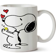 Snoopy Love Kalp Zzzz Iki Tarafı Baskılı Kupa Bardak