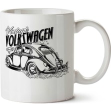 Art Hediye Vintage Wolkswagen Tospa Iki Tarafı Baskılı Kupa Bardak