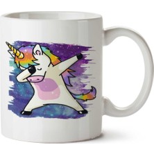 Unicorn Dans Mor Iki Tarafı Baskılı Kupa Bardak