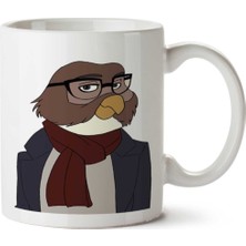 Stylish Owl Gentleman Stilist Centilmen Baykuş Iki Tarafı Baskılı Kupa Bardak