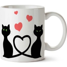 Kedi Seni Seviyorum Love Iki Tarafı Baskılı Kupa Bardak