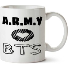 Kore Army Bts Kalp Logo Iki Tarafı Baskılı Kupa Bardak