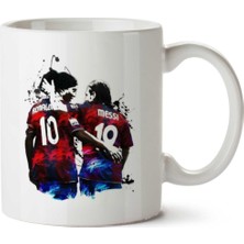 Efsane Oyuncu Ronaldinho Messi Iki Tarafı Baskılı Kupa Bardak