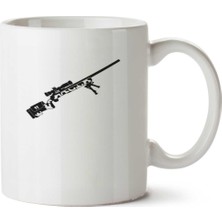 Airsoft Sniper - Arte Preta Iki Tarafı Baskılı Kupa Bardak