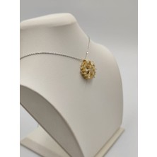 Altuntaş Kar Tanesi 360 Derece Dönüyor Gold Reniği 925 Ayar Gümüş Kolye