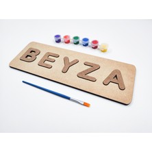 İcons Ahşap Puzzle Boyama Seti Isme Özel