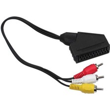 Ayt Scart Adaptör Dişi Rca Erkek 1.2 Mt. Kablo Renkli Görüntü Ses Rca Kablosunu Scart Girişine Dönüştürücü Çevirici