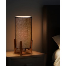 EFLIGHTDESIGN Ahşap Abajur Siyah Ahşap Modern Şık Yatak Odası Salon Masa Lambası