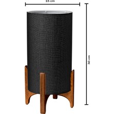 EFLIGHTDESIGN Ahşap Abajur Siyah Ahşap Modern Şık Yatak Odası Salon Masa Lambası