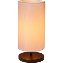 EFLIGHTDESIGN Ahşap Abajur Beyaz Modern Şık Yatak Odası Salon Masa Lambası