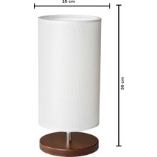 EFLIGHTDESIGN Ahşap Abajur Beyaz Modern Şık Yatak Odası Salon Masa Lambası