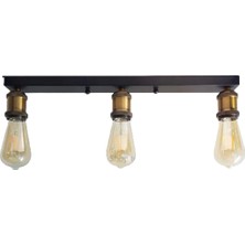 Riolight  Retro,rustik,vintage,modern 3XE27 Eskitme Duylu Sıralı Plofonyer Tavan Avizesi UZUNLUK:60CM