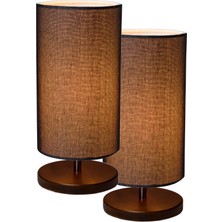 EFLIGHTDESIGN 2'li Ahşap Abajur Siyah Modern Şık Yatak Odası Salon Masa Lambası