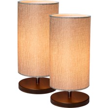EFLIGHTDESIGN 2'li Ahşap Abajur Bej Modern Şık Yatak Odası Salon Masa Lambası