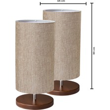 EFLIGHTDESIGN 2'li Ahşap Abajur Bej Modern Şık Yatak Odası Salon Masa Lambası