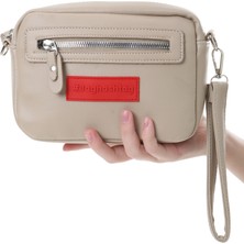 Baghashtag Koyu Krem Minik Unisex 3 Gözlü Deri Çanta