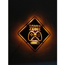 Ned Tasarım Gamer Zone Oyuncu Gaming Siyah Ahşap Ledli Tablo