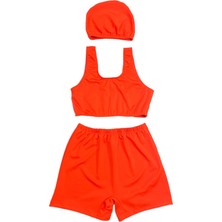 Mira Swim Kız Çocuk Mayo Turuncu (Şort,bone ve Büstiyer)