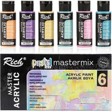 Acuto Mastermix Akrilik Boya Seti 60 cc 6 Pastel Renk Tuval Seti 35X50 Tuval Boyama Seti Su Kabı Palet