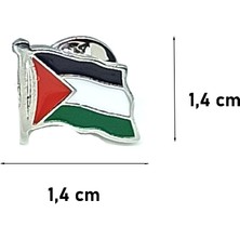 Hiçdurmaal Renkli Filistin Bayrağı Tasarımlı Gümüş Renk Metal Yaka Rozeti 1 Adet