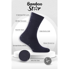 Bamboo Star Bambu Erkek Soket Uzun Düz Dikişsiz 6'lı Premium Kutulu  Çorap (3siyah-3lacivert)