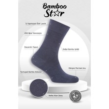 Bamboo Star Bambu Erkek Soket Uzun Düz Dikişsiz 6'lı Premium Kutulu Çorap (2siyah-2füme-2lacivert)