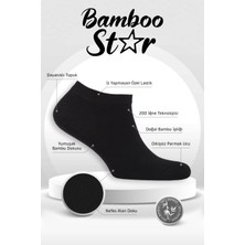 Bamboo Star Bambu Erkek Patik Düz Siyah Çorap Dikişsiz Premium Kutulu 6'lı